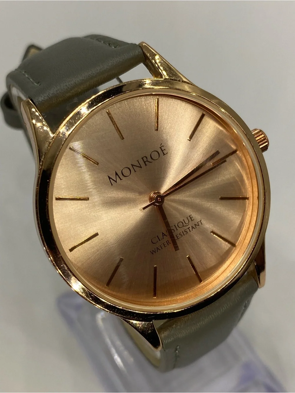 Men’s *** Monroe Classique Rose Gold Watch /  Olive Leather Strap ***